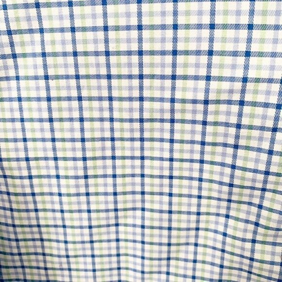 MICHAEL Michael Kors blue green plaid long sleeve non iron collared button down - Picture 3 of 9